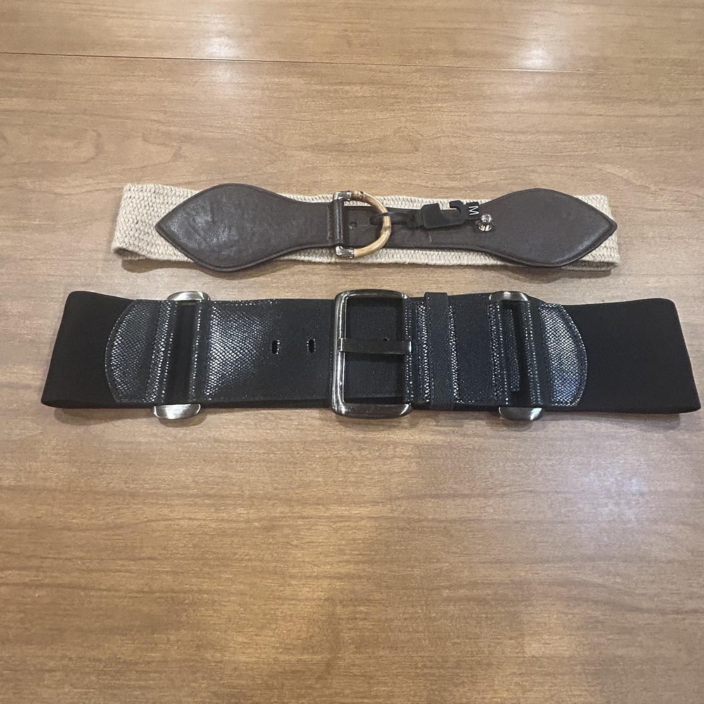 Set 2 The Limited Belt Womens L/M Multicolor Stretch Wide Waist Buckle Elastic